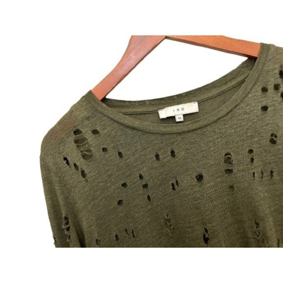 IRO Top Distressed Gray Size Medium Linen Crew Neck Torn Grunge Goth - Picture 5 of 8